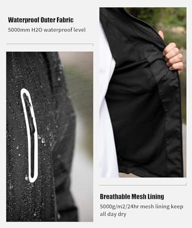 SWISSWELL Men's Waterproof Golf Rain Suit Rain Gear Jacket and Pant Outdoor Lightweight Hooded Raincoat Black Medium - Image 3