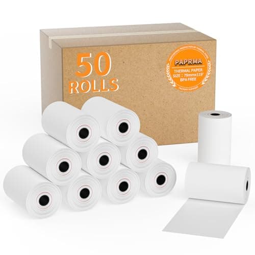 PAPRMA 3 1/8'' x 119ft' Thermal Paper Receipt 50 Rolls, Receipt Paper POS Cash Register Paper for Credit Card Machine Square Terminal Printer - Image 1