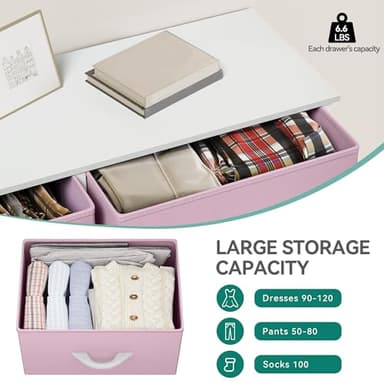 YITAHOME Fabric Dresser for Bedroom, Tall Storage with 8 Drawers, Black Dresser & Chest of Drawers, Storage Drawer Organizer for Closet (Rose Pink) - Image 5