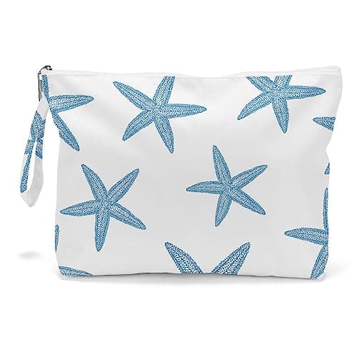 Fokongna Wet Bag, Travel Wet Dry Bag Water Proof Beach Bags for Swimsuit Beach Pool Diapers Dirty Yoga Gym Clothes Zipper Pouch, for Women Sister Friends Ocean Sea Shells Makeup Bag - Image 1