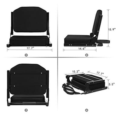 Jauntis Stadium Seats for Bleachers with Ultra Padded Comfy Foam Cushion, Wide Portable Stadium Chairs with Back Support and Shoulder Strap, 1 Pack, Black - Image 6