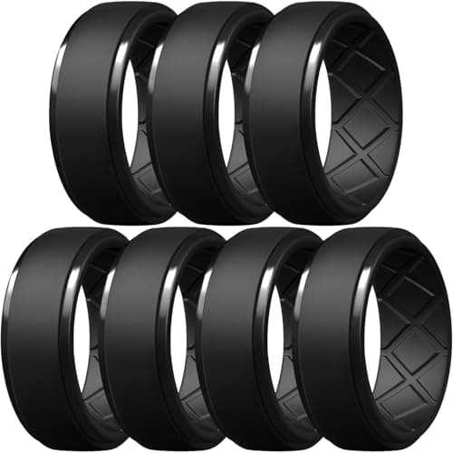 Egnaro Men's Silicone Rings 10mm Wide 2.5mm Thick Rubber Wedding Bands, Multipack 1/4/7 Breathable Comfort Fit For Workout - Image 1