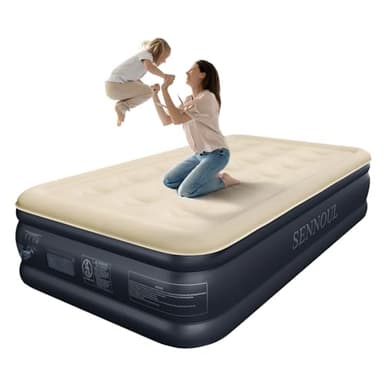 SENNOUL Twin Air Mattress with Built in Pump Raised,Upgraded Single Blow Up Bed,2 Mins Quick Self Inflatable/Deflation,18"/550lbs Max, Strong Support,No Leakage,No Odor,for Home,Guests,Camping,Travel - Image 1