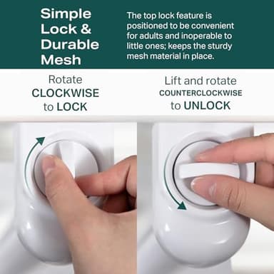 Cumbor 2 Pack Safety Gate Retractable Gates for Stairs, Mesh Dog Gate for The House, Wide Pet Gate 33" Tall, Extends to 55" Wide, Long Gates for Doorways, Hallways, Indoor/Outdoor(White) - Image 8