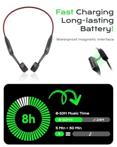 DEMICEA Open Ear Sport Headphones, Wireless Bone Conduction Earphones, Built-in 32GB MP3,with Mic, IP68, Sweat & Water Resistant, Up to 8 Hours Battery, Bluetooth 5.3, for Running, Workouts, Swimming - Image 5