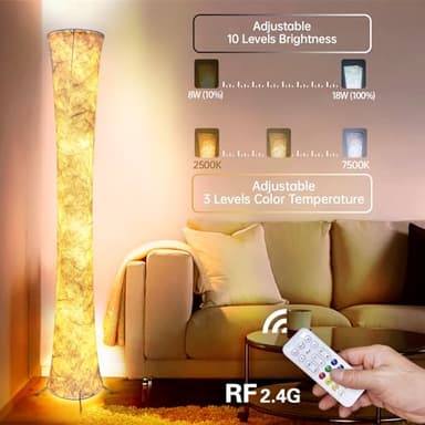 dotanddot Floor Lamp, RGB Color Changing, Smart Control Music Sync with Fabric Shade, Standing Lamp for Living Room Bedroom Game Room, 62 inch - Image 4