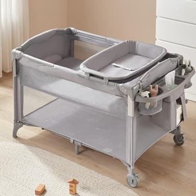 BEKA 4 in 1 Baby Bassinet Bedside Sleeper, Baby Bedside Crib 4 Functions, Bedside Bassinet Crib Sleeper, Playard, Changing Table, Baby Bassinet for Newborn Baby - Image 8