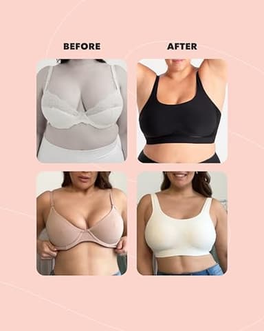 SHAPERMINT Bras for Women No Underwire - Seamless Bras for Women, Wireless Bra, Adjustable Seamless Bra, Plus Sizes White - Image 6