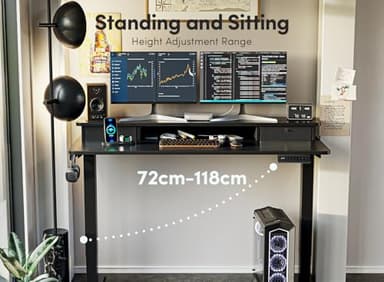 FEZIBO 40 x 24 Inch Height Adjustable Electric Standing Desk with Double Drawer, Computer Desk, Home Office Stand Up Table with 4 Height-Adjustable Feets & 2 Hooks, Black - Image 4