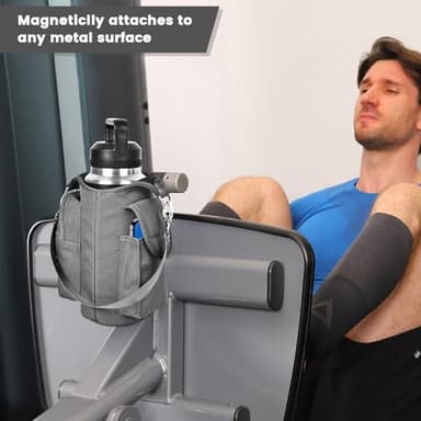 icolor Magnetic Gym Bag Water Bottle Carrier Holder with Phone Pockets & Strap,Nylon Gym Magnetic Bag 5 Built-in Magnets Gym Accessories Organizer Bottle Pouch Sleeve for Men Women (Light Gray) - Image 4