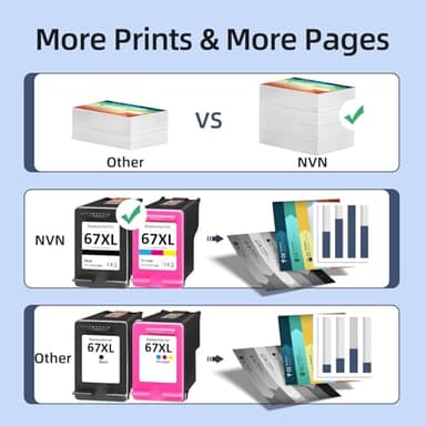67XL Printer Ink Compatible for HP Ink 67 Compatible for HP 67XL Ink Cartridges Black/Color Combo Pack Fit for DeskJet 2700 2700e 2755e 2855e 4155e 4255e 4100e for Envy 6000 6055e 6400 6455e Printer - Image 3