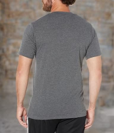 adidas Men's Essentials Feel Ready Training T-Shirt, Dark Grey Heather/White/Black, X-Large - Image 4