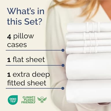 Extra Deep King Sheet Set - 6 Piece Breathable & Cooling Sheets - Hotel Luxury Bedding Set w/18-24 Inch Extra Deep Pockets - Easy Fit - Super Soft, Wrinkle Free and Comfy - Antique White, King Size - Image 2