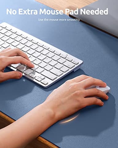 YSAGi Leather Desk Protector, Office Mat, Large Mouse Mat, Non-Slip PU Leather Blotter, Laptop Desk, Waterproof Writing Pad for Office and Home (Blue, 23.6" x 13.8") - Image 3