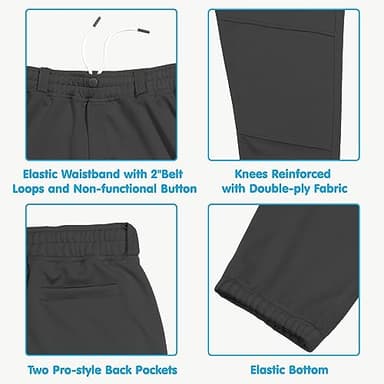 MIVEI 2T/3T/4T/5T/6T Youth Toddler Boys Baseball Pants - Kids Gilrs Tee Ball Softball Football Pants with Belt Loop UPF50+ - Image 3