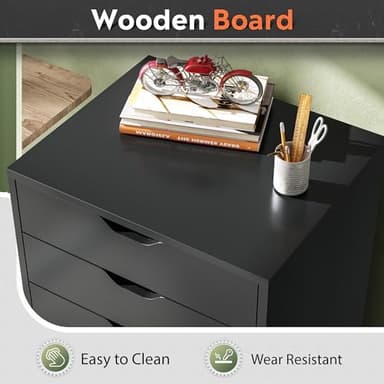 DEVAISE 5-Drawer Chest, Wood Storage Dresser file Cabinet with Wheels, Mobile Dresser for Home Office, Black - Image 5
