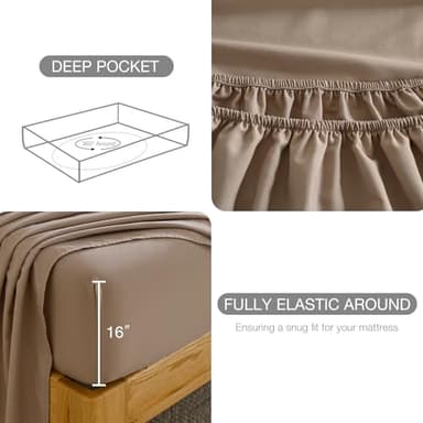 Yibeizi Taupe Sheet Set Full Size, Kids Bedsheets Microfiber Deep Pocket Cute Bed Sheet & Pillowcase Sets 4 Pieces - Image 4