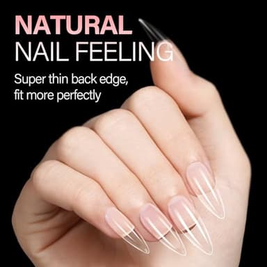 AILLSA Long Almond Nail Tips Full Cover Clear Gelly Nails Tips Half Matte Acrylic Tips Pre-Filed Fake Press on Nail Tips for Extension Home DIY Salon Manicure 216PCS 12 Sizes - Image 3
