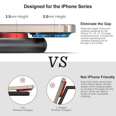 3 in 1 Charging Station for Apple Devices, Faster Mag-Safe Charger Stand, Magnetic Wireless Charger Station for iPhone 16 15 14 13 12 Series, for iWatch Ultra 10 9 8 7 SE 6 5 4 3, for AirPods (Black) - Image 6