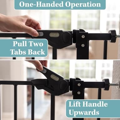 InnoTruth Baby Gate 29–39.6" Wide, 30" Tall Dog Gate for Stairs and Doorways, Pressure Mounted Metal Pet Gate with Dual Lock, Easy Walk-Through and Expandable Design, Black - Image 9