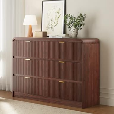 FURSUN Fluted 6 Drawers Dresser for Bedroom, 54" Wide Wooden Dresser with Metal Handle, Curved Profile Design, Modern Storage Organizer for Bedroom, Hallway (Walnut) - Image 8