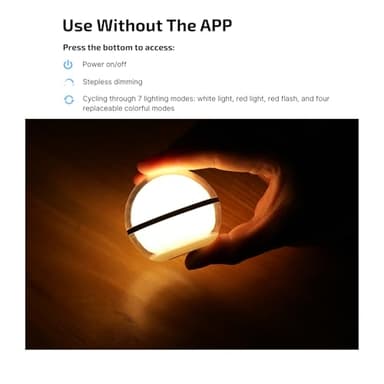 OLIGHT Sphere Smart Night Light, 75 lumens Stepless Dimming Table Lamp with Remotely APP Control, Magnetic Rechargeable RGB Ambient Lighting for Sleeping, Reading, and Relaxation - Image 3