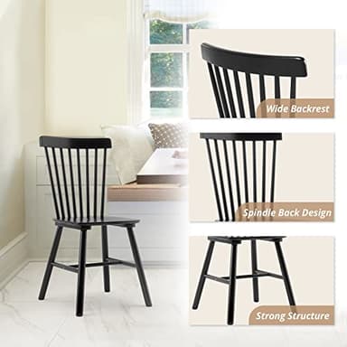 LUE BONA Windsor Dining Chair Set of 4, Spindle Back Wooden Chairs for Kitchen and Dining Room, Restaurant, Cafe, Hotel, Black - Image 4