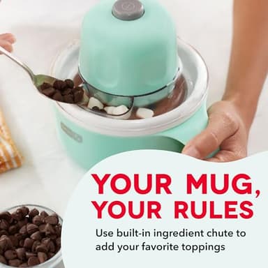 DASH My Mug Ice Cream Maker Machine (Aqua): Multi-Purpose Soft Serve Ice Cream Machine with (2) Bowls for Homemade Gelato, Sorbet, Frozen Yogurt, Built-In Ingredient Chute, Easy to Clean and Store - Image 6