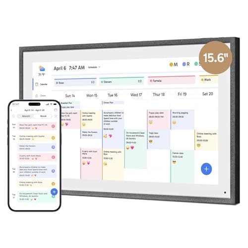 Dragon Touch 15.6" Digital Calendar Chore Chart – 1080P Full HD Interactive Touchscreen, Smart Family Planner, Hearth Display Digital Calendar Wall & Desk Mountable for Seamless Scheduling Black - Image 1