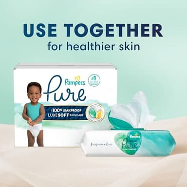 Pampers Pure Protection Baby Diapers, Size 5 (27+ lbs), 132 Count, Up to 100% Leakproof, Premium Plant-based Skin Protection, Hypoallergenic Soft Diapers - Image 10