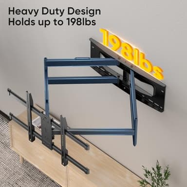 Heavy Duty Long Arm TV Wall Mount with 43" Dual Articulating Arms for Most 50-90 inch Screens, Full Motion TV Mount Swivel Tilt tv Bracket Holds 198lbs,16”,18”,24” Studs VESA 600x400MM FORGING MOUNT - Image 2