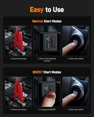 WOLFBOX 3000A Jump Starter with Air Compressor, 16000mAh&160PSI Portable Car Battery Jump Starter with 65W Fast Charge, 12V Battery Pack (8L Gas 6L Diesel Engine) with Boost, Light and Jumper Cables - Image 9