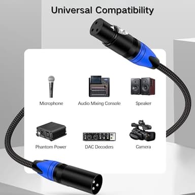 Anewbig XLR Cables 25ft 6 Pack - Male to Female Braided Shielded Microphone Cable, 3-Pin Copper Conductors XLR Speaker Cords for Microphone, Mixer, DMX & PA Systems(Colorful) - Image 6
