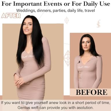 Full Shine Sew In Hair Extensions Real Human Hair Genius Weft Hair Extensions Hand Tied Weft Real Hair Sew In Extensions Remy Hair Dark Brown Full Head for Women 60 Gram 24 Inch - Image 5