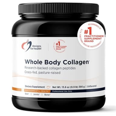 Designs for Health Whole Body Collagen Powder - Hydrolyzed Collagen Peptides Powder for Skin, Joint + Bone Health - Fortigel, Fortibone & Verisol Collagen for Women & Men, Unflavored (30 Servings) - Image 1