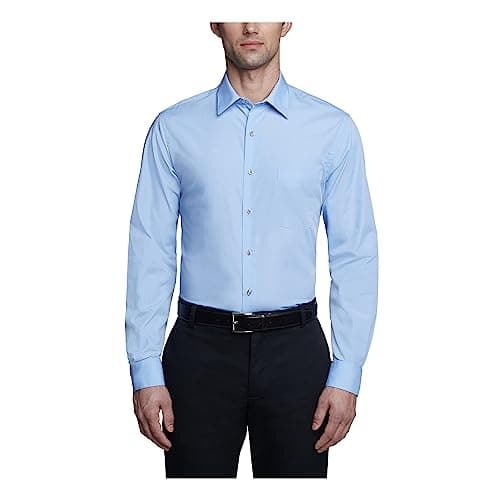 Van Heusen Men's Dress Shirt Fitted Poplin Solid, Cameo Blue, 15.5" Neck 34"-35" Sleeve - Image 1