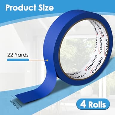 4 Rolls Blue Painter's Tape 0.94 Inch,Masking Tape for Multi-Purpose, Painting Projects, DIY Crafts, 0.94 Inch x 22 Yards, Easy Removal, Anti-UV, Total 88 Yards - Image 2