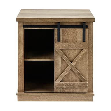 ROCKPOINT Sliding End Table with Slide Barn Door,Storage Sofa Table,Dark Oak - Image 4