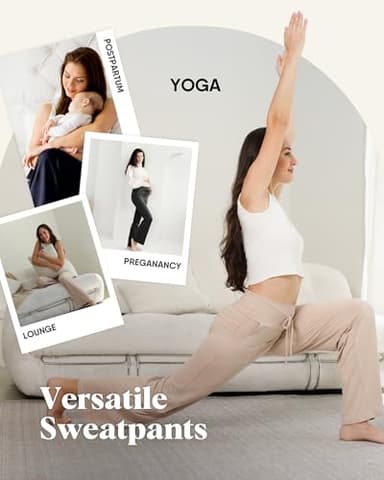 ZOOSIXX Yoga Pants Women - Wide Leg Pants Loose Casual Flowy Lounge Sweatpants High Waisted Pajamas with Pockets Olive - Image 4