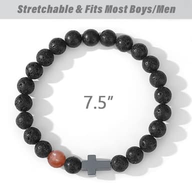 THEMEROL Cross Bracelet for Men Teen Boy Gifts Kids Confirmation Black Beaded Christian Teenage 13 Year Old Boys Gift Ideas Birthday Christmas Day Stocking Stuffers Valentines Easter Basket - Image 7