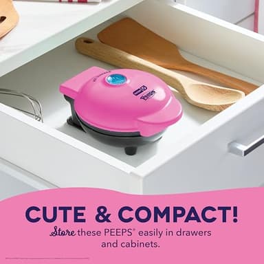 PEEPS x Dash Bunny Mini Waffle Maker for Individual Waffles, Hash Browns, Keto Chaffles with Easy to Clean, Non-Stick Surfaces, 4 Inch - Pink - Image 5