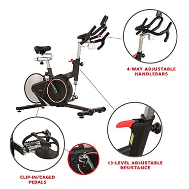 Sunny Health & Fitness Magnetic Rear Belt Drive Indoor Cycling Exercise Bike with RPM Cadence Sensor - SF-B1709, Black - Image 4