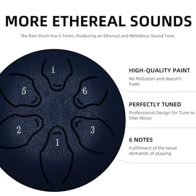 MENGBEI Rain Drum for Outside Garden,Chakra Drum for Rain Outdoor, Drum Rain Chime Waterproof,Rain Drum for Garden Instrument, chakra Drum 3 Inches 8 Notes, Chakra Rain Drum Outdoor (Blue), RTXY1 - Image 2