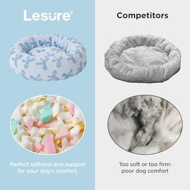 LE SURE Donut Small Dog Bed - Round Cat Beds for Indoor Cats Anti-Anxiety Calming Pet Beds, Washable Cute Modern Beds with Teddy Sherpa Plush & Anti Slip Bottom, 23 Inch, Ice Melt - Image 3