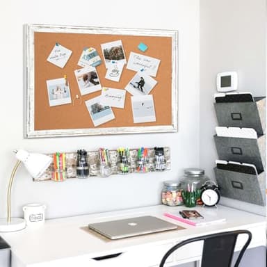 DOLLAR BOSS White Cork Board for Wall - 36 X 24 Inches, Rustic Wooden Frame Bulletin Board, Decorative Hanging Pin Board for Office & Home Decor - Image 9