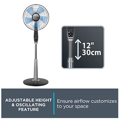 Rowenta Pedestal Fan, 53 Inches, Ultra Quiet Oscillating Fan for Bedroom, Portable, 5 Speeds, Refresh Up to 23-Feet, Silver, Indoor, VU5670 - Image 5