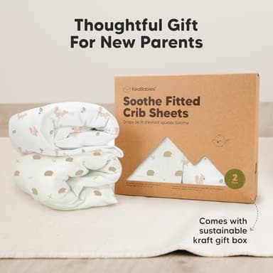 KeaBabies 2-Pack Organic Crib Sheets for Boys, Girls - 52x28 Fitted Crib Mattress Sheet Neutral, Breathable Jersey Cotton Cover for Baby Bed, Toddler Mattress, Soft & Cute Prints (Nibbles/Bruce) - Image 9
