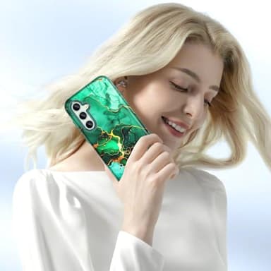 Hekodonk for Galaxy S24 FE Case,Heavy Duty Full Body Shockproof Protection 3 in 1 Hybrid Hard PC Soft Rubber Rugged Drop Protective Slim Women Phone Case for Galaxy S24 FE,Green Marble - Image 7