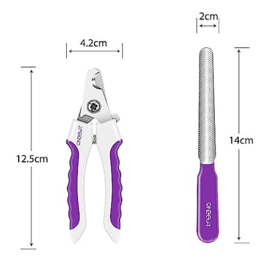 OneCut 4.7" Small Dog & Cat Nail Clipper Stainless Steel Cat Claw Trimmers for Rabbits, Guinea Pigs, Birds, Puppies, Kittens and Small Animals Pet Nail Clipper for Professional and Home Use (Purple) - Image 2