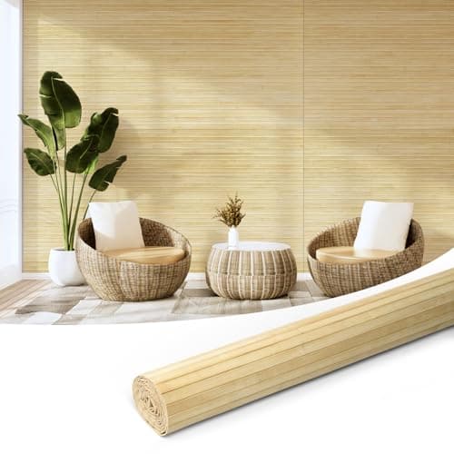 Art3d Natural Bamboo Wall Panel for Interior Wall Decor, Renewable Pole Wrap Wainscoting Paneling for Wall Ceiling Furniture Cabinet Office, 48 x 96 Inch - Raw - Image 1